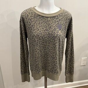 C&C California Small Olive Leopard Print Sweatshirt